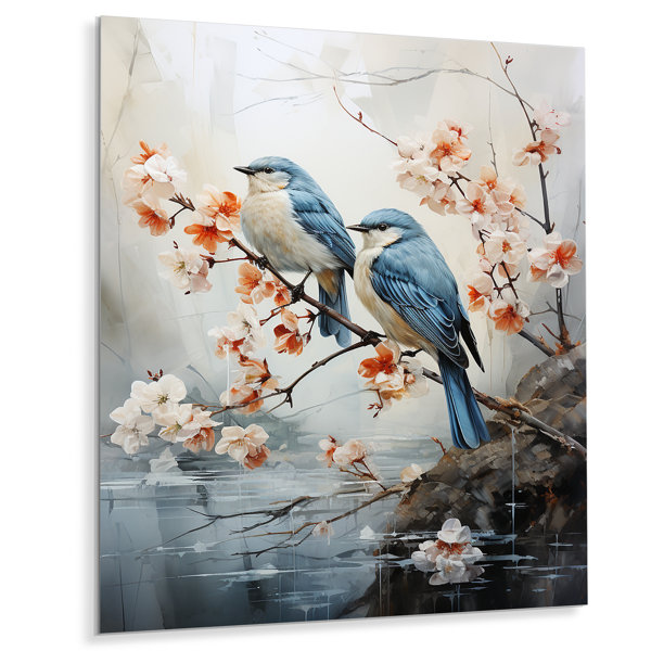 Winston Porter River Cascades And Birds On Metal Print Wayfair